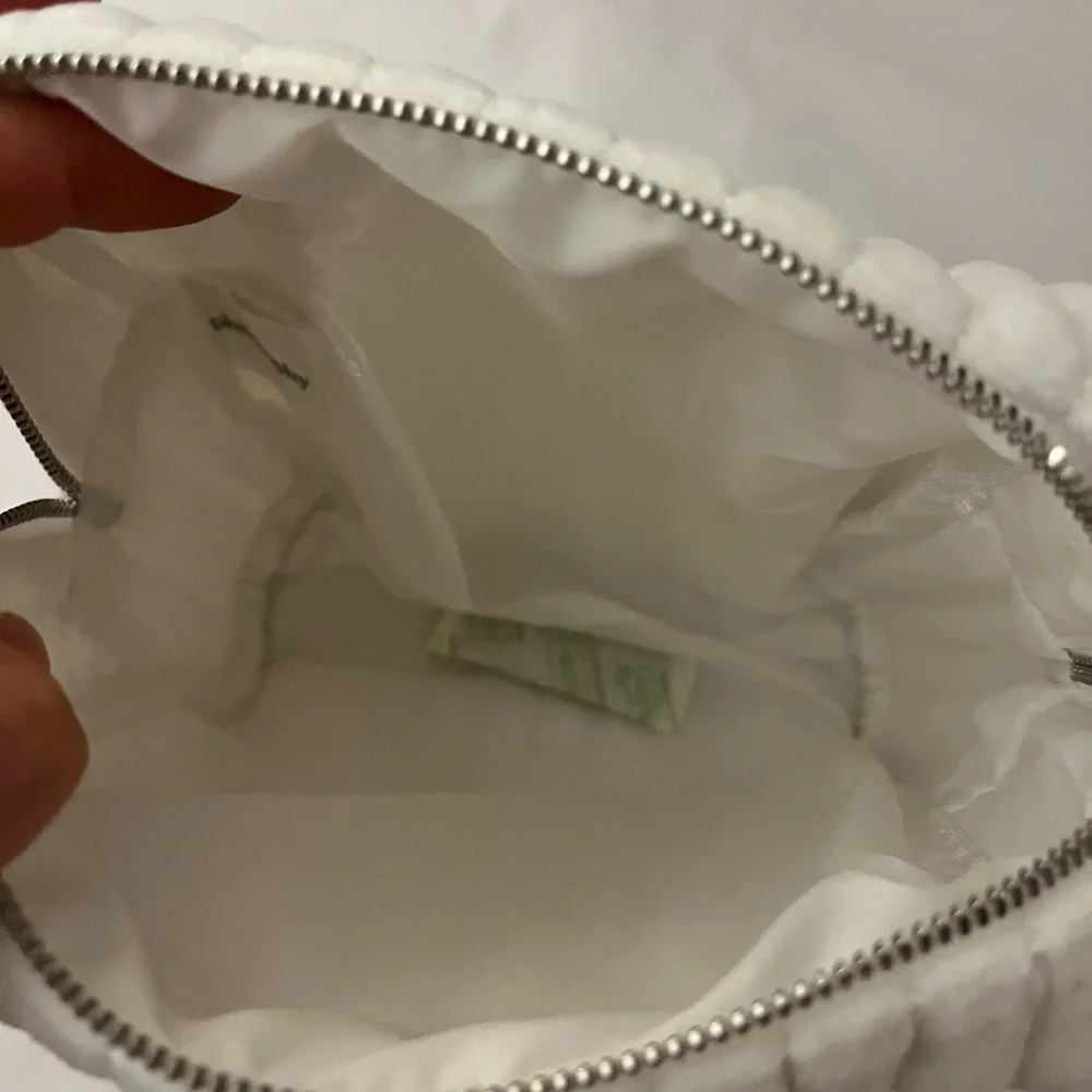 Fuzzy white philosophy cosmetics bag - empty never used